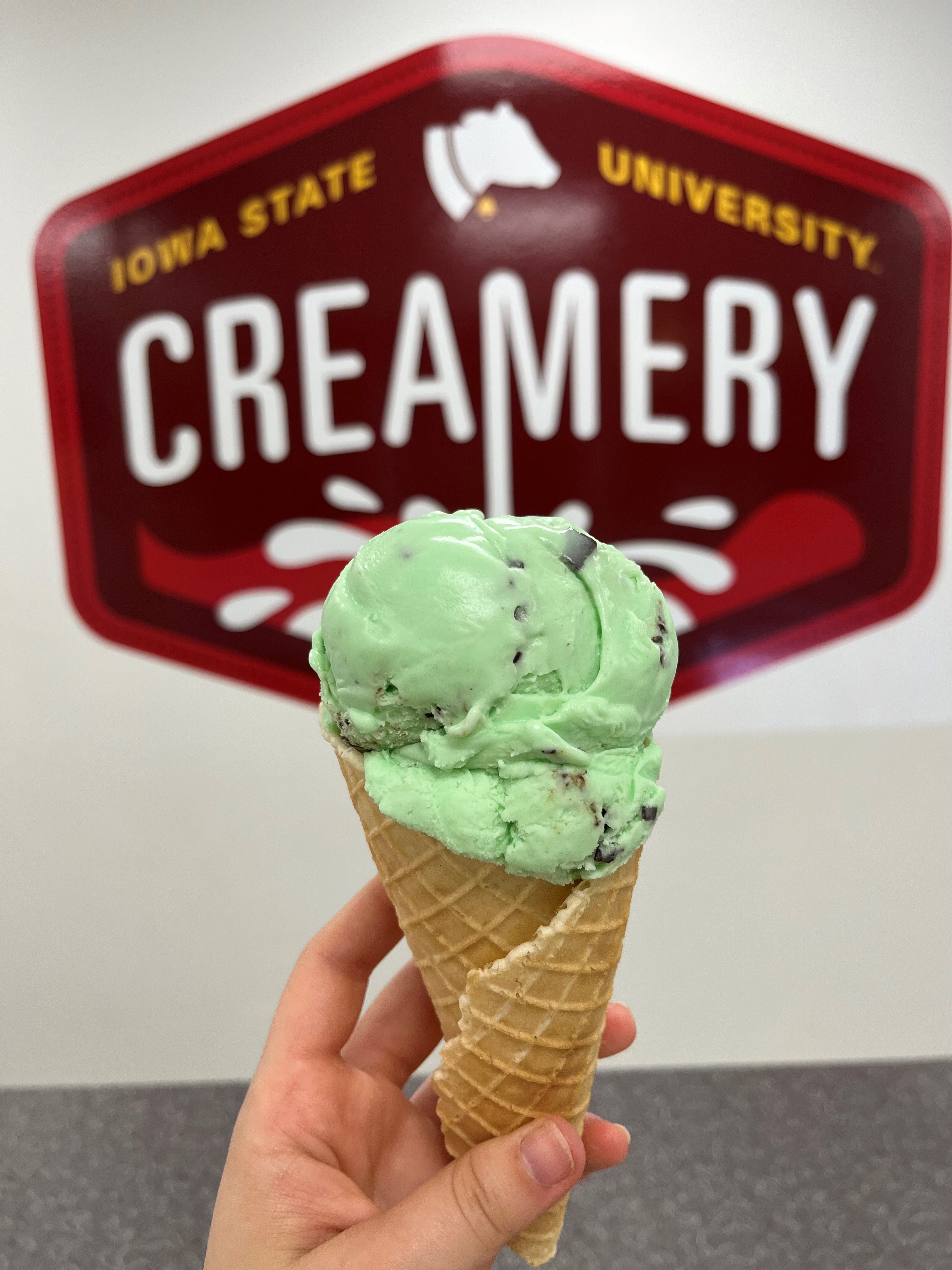 ice cream scooped in a homemade waffle cone