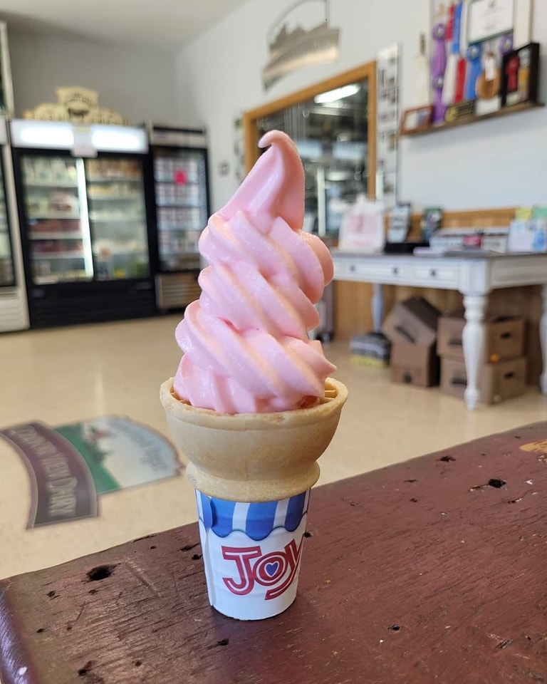 Soft-serve frozen yogurt is available throughout the year.