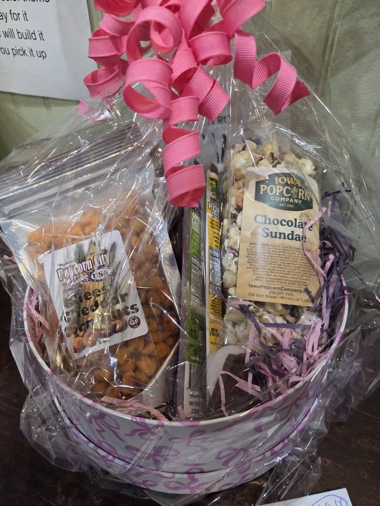 A gift basket from ABC Acres features several Iowa made products.