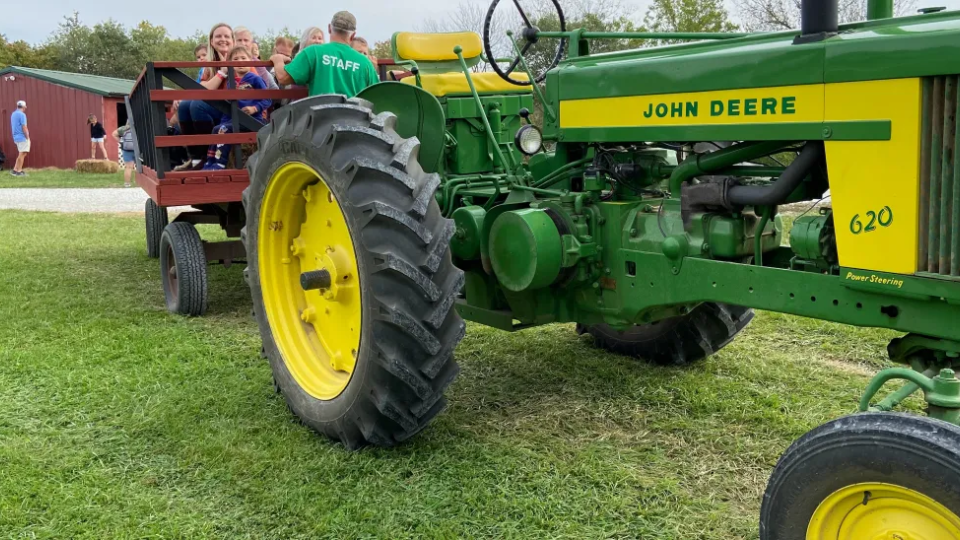 A tractor is ready at Wills Family Orchard for Visitors