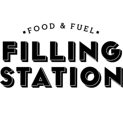Filling Station logo says Filling Station in bold letters with Food and Fuel in smaller letters above