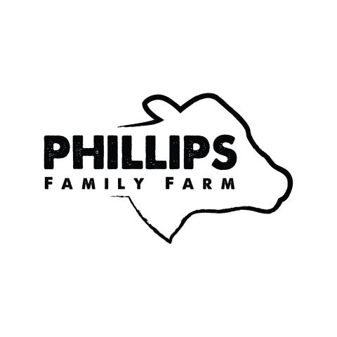 Phillips Family Farm logo with the farm name surrounded by the outline of a cow's head