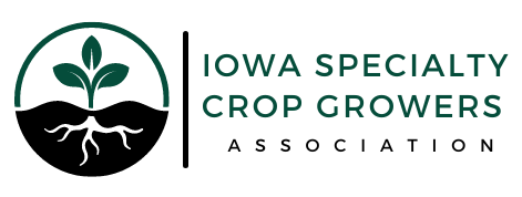Iowa Specialty Crop Growers Association logo of seedling in soil
