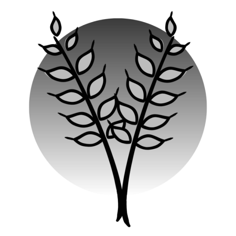 A stalk of wheat in front of a gradient faded circle