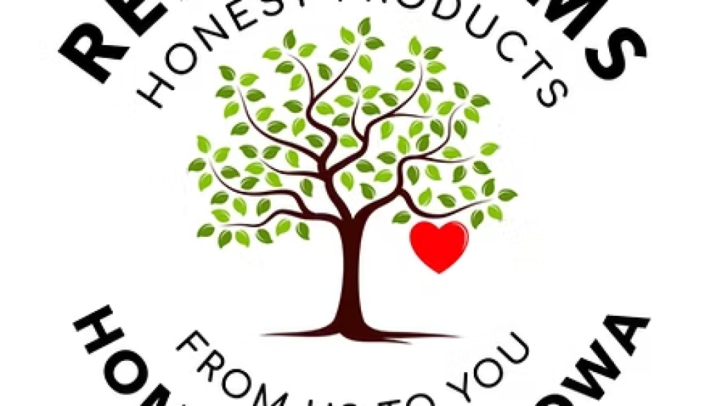 Rebel Farms logo includes a tree in the center with a heart and says Honest Products From Us to You - Homemade in Iowa