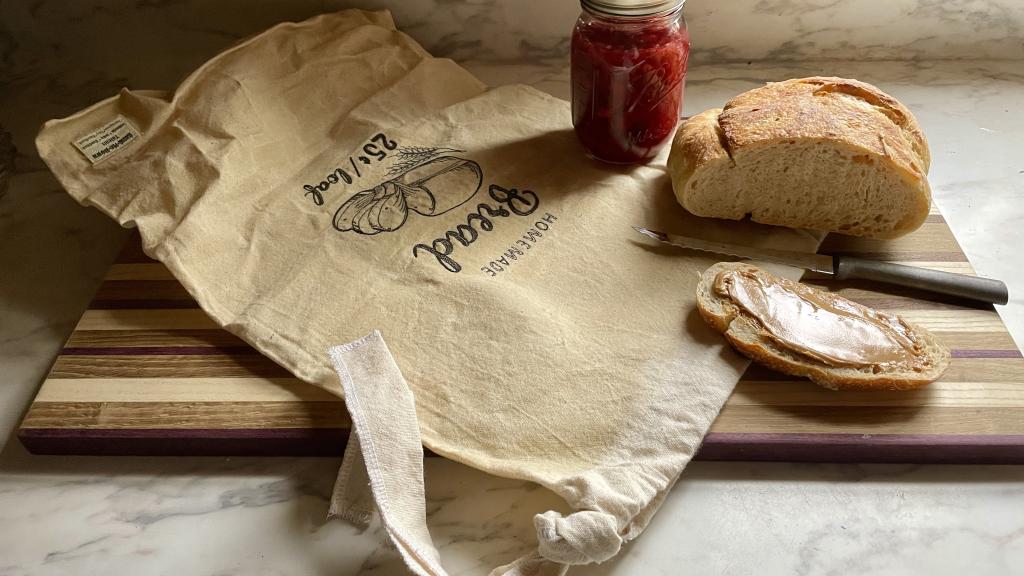 Embroidered beeswaxed bread bag