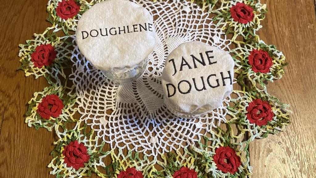 Embroidered jar covers