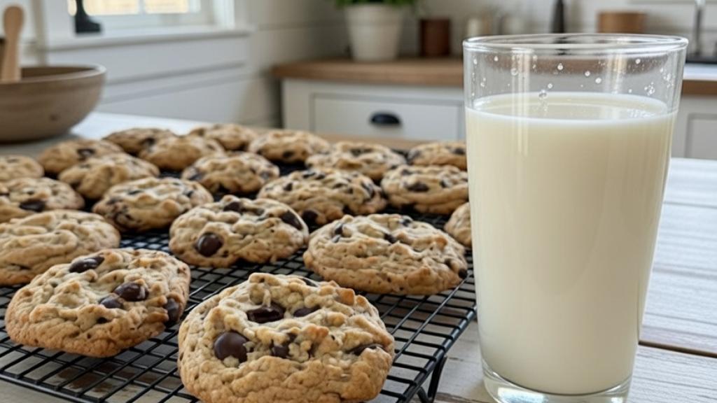 Chocolate Chip Oatmeal - Sourdough Cookies, serve warm with a glass of Iowa whole milk