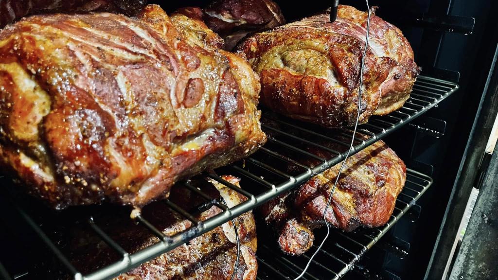 Outlaw smoked pork in smoker