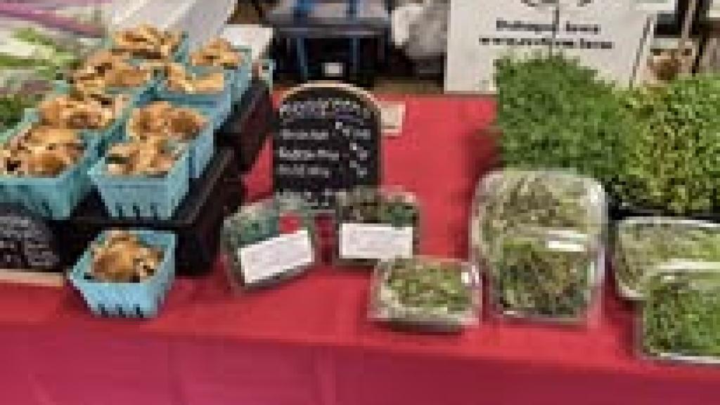 Market table with fresh produce for sale