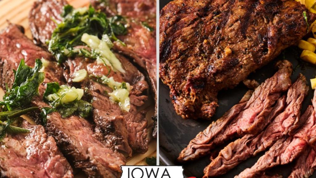 Beef skirt steak with two variations of thinly sliced skirt steak