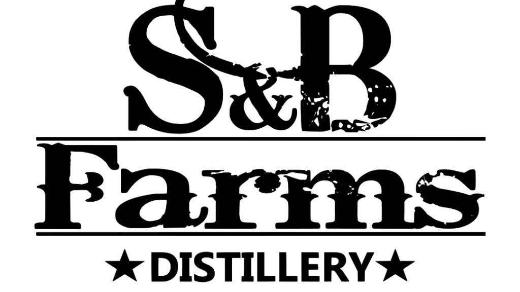 The S & B Farms Distillery logo features bold lettering in a rustic badge, with farm and distillery details that reflect our Iowa roots and handcrafted spirits.