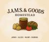 JAMS & Goods logo containing Jam jar, bread, egg, tomato 