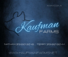 pig head outline with Kaufman Farms name plus names and phone numbers and website url for contact information