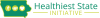 Outline of the state of Iowa in green with words Healthiest State Initiative